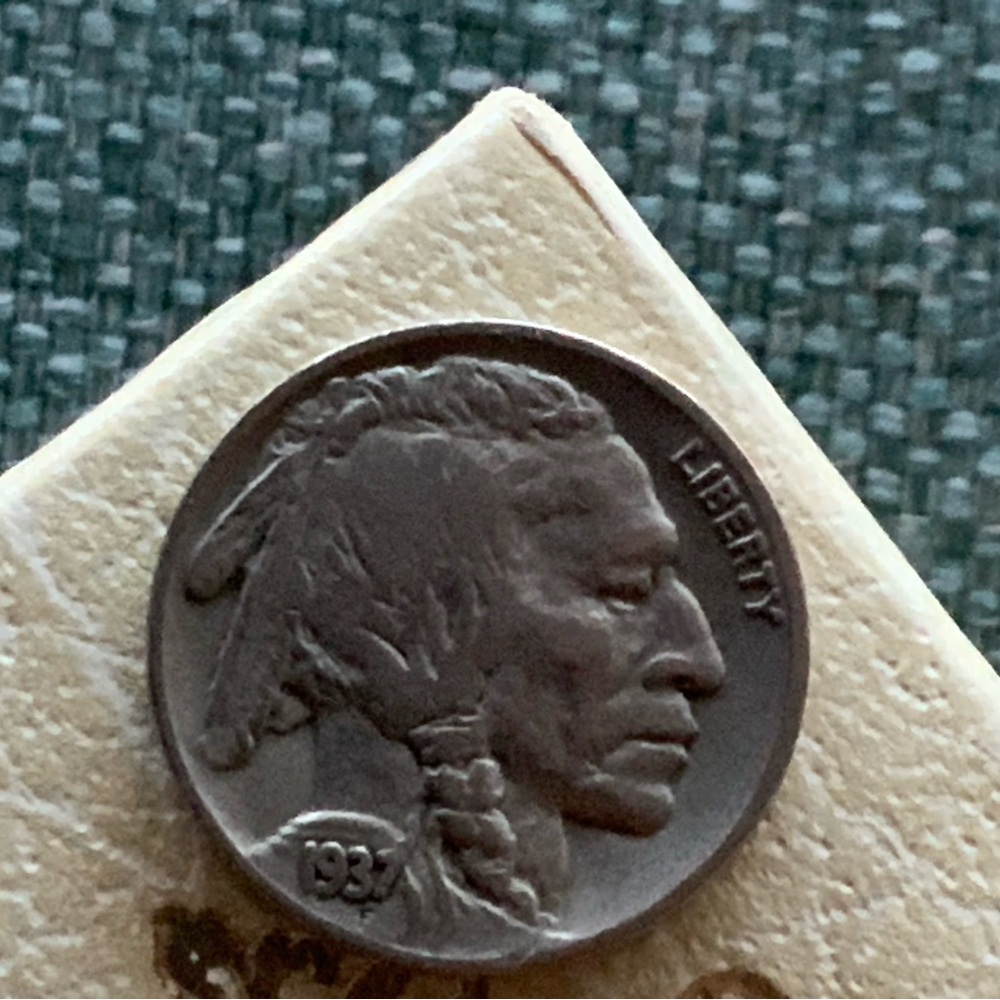 Vintage buffalo Nickel Coin with Native American Profile.